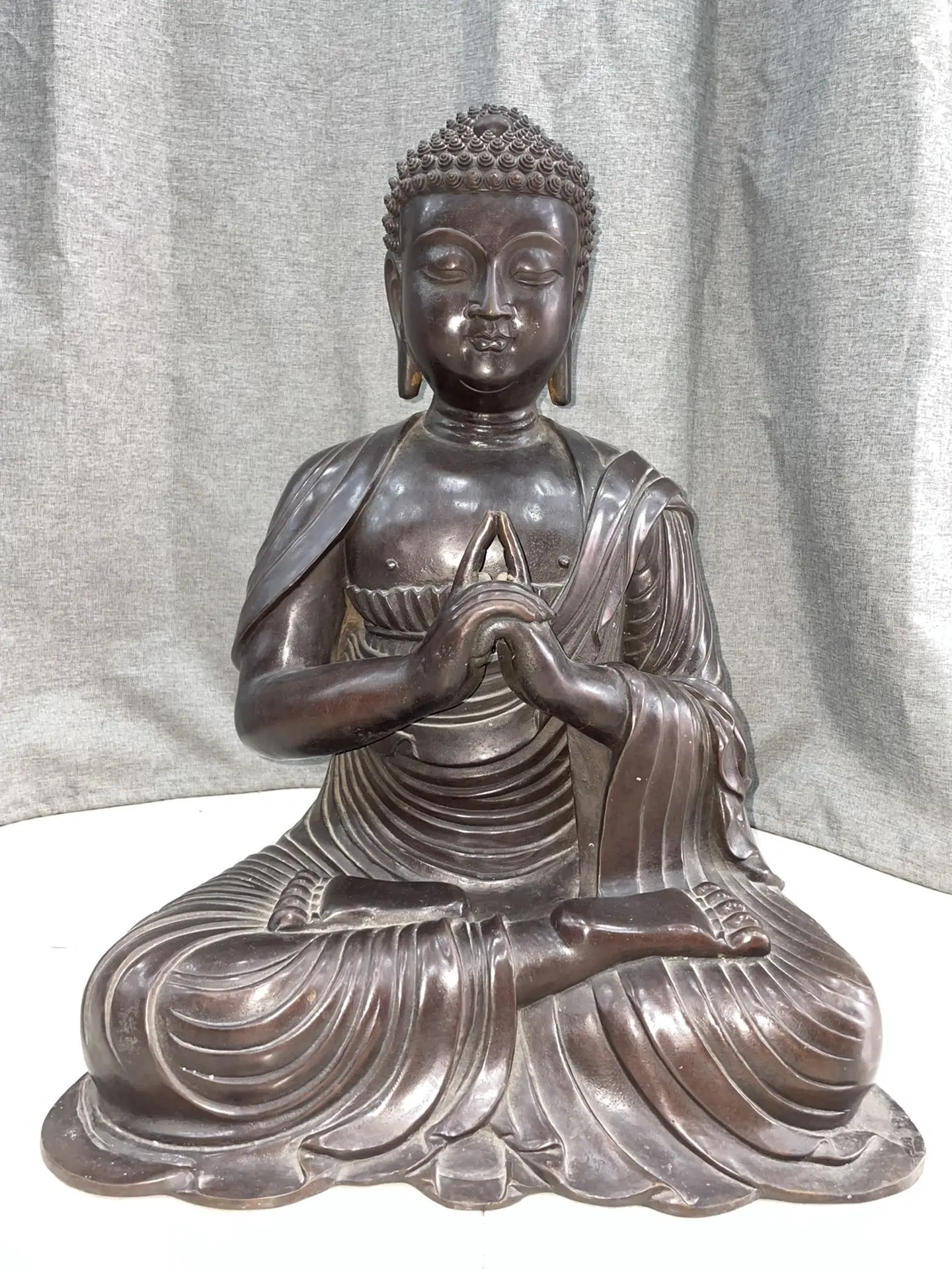 

21"Tibetan Temple Collection Old Bronze Cinnabar Da Ri Tathagata Buddha Shakyamuni Sitting Buddha Worship Hall Town house