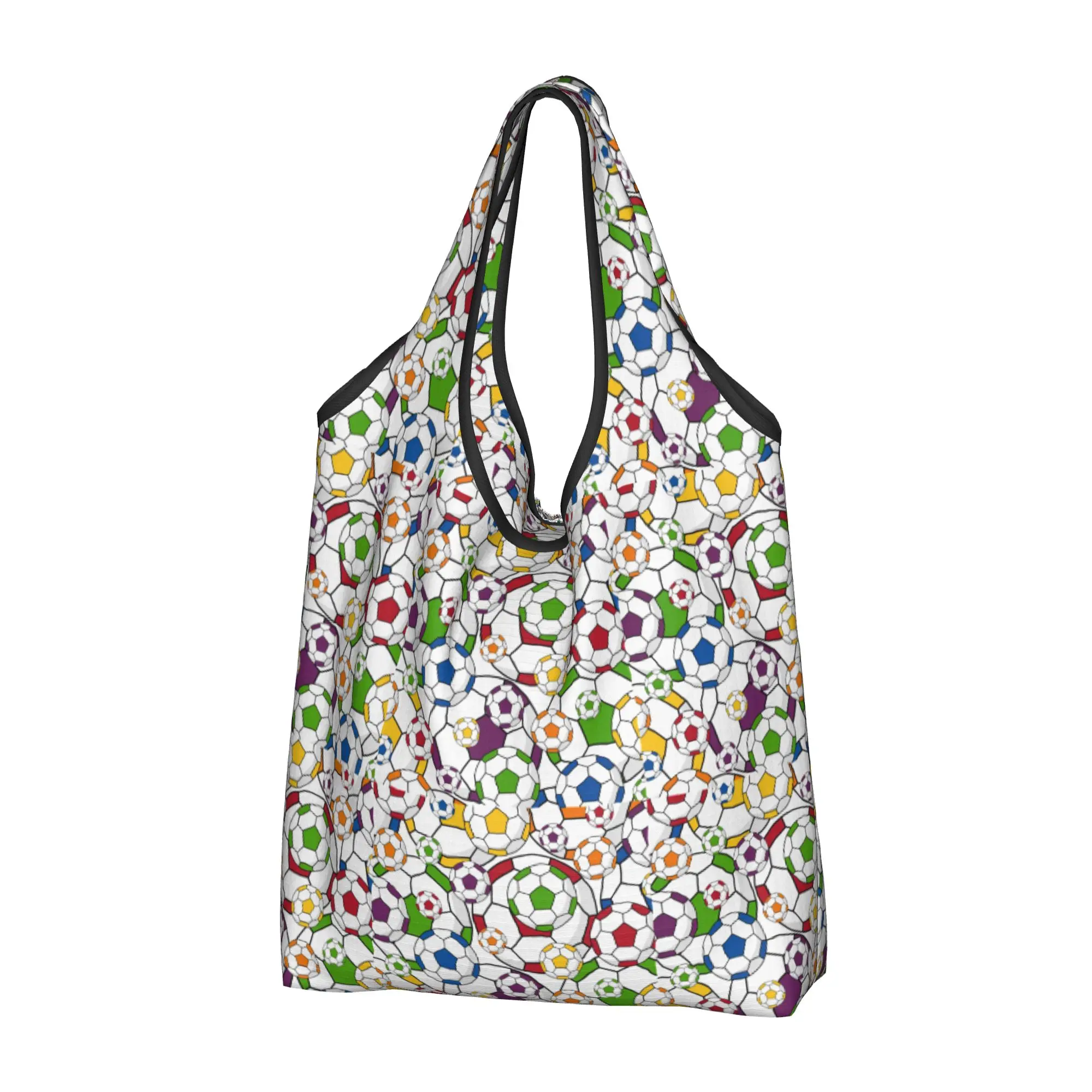 Recycling Football  Soccer  Shopping Bag Women Tote Bag Portable  Grocery Shopper Bags