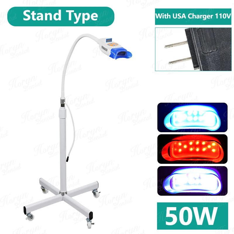 50W Tandheelkundige Vloerstaande Type 12 LED Professionele Tanden Whitening Lamp Draagbare 3 Kleur Tanden Bleken Accelerator Machine
