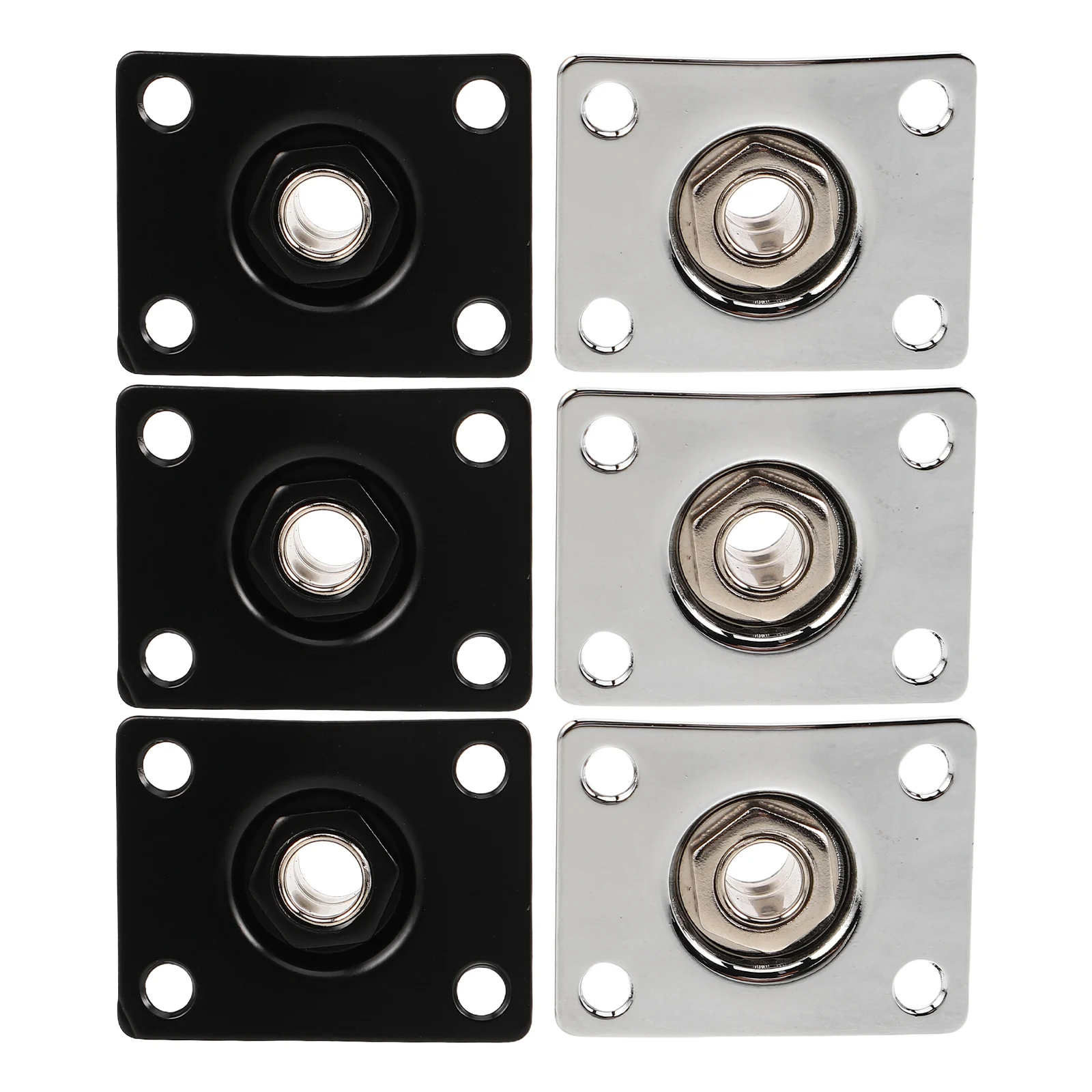 

6 Pcs Electric Guitar Audio Socket Black Output Jack Plate Bass Accessories Metal