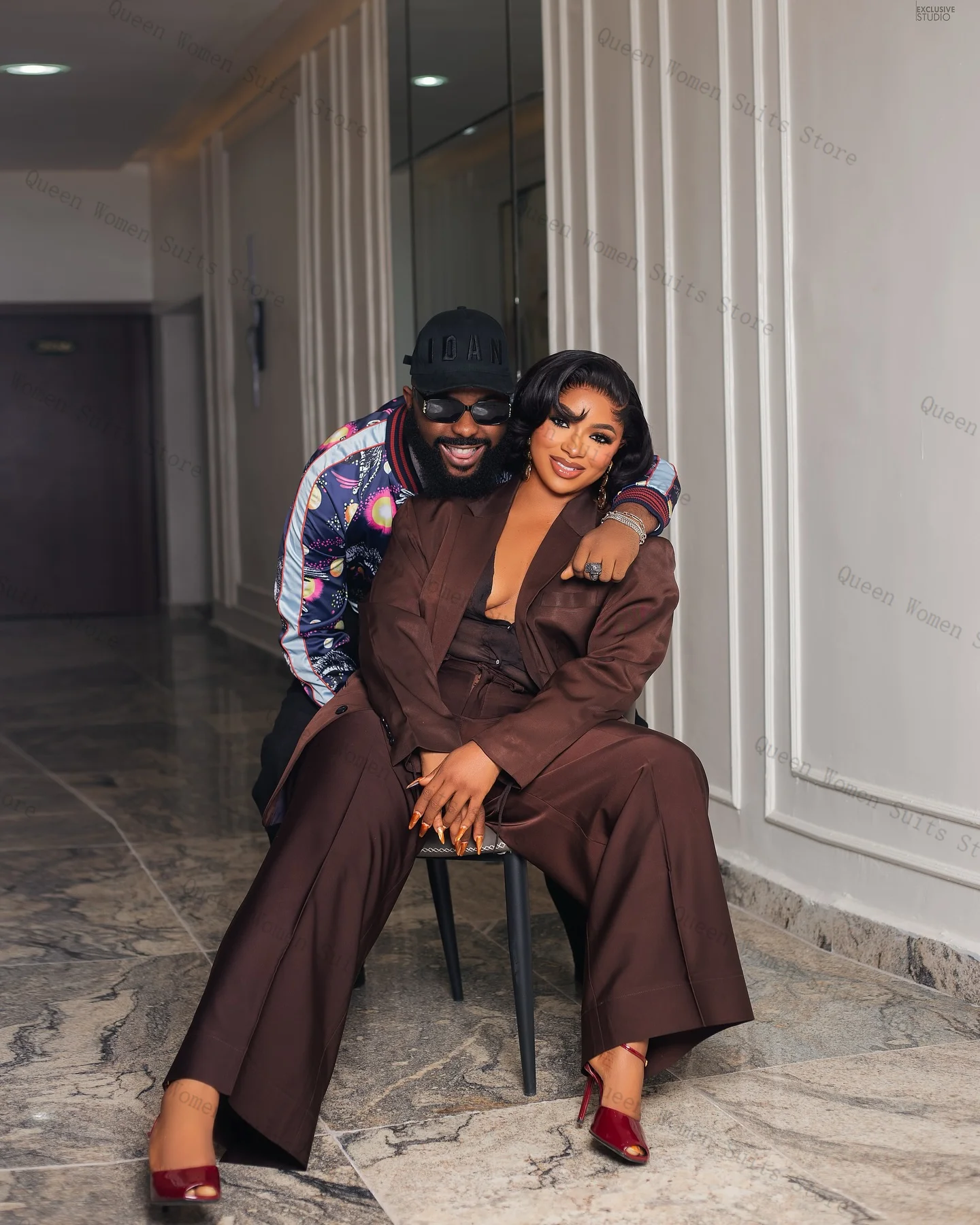 

Brown Women Suit Pants Set 2 Piece Blazer Trousers Guest Formal Office Business Lady Jacket Cotton Wedding Bride Coat Customized