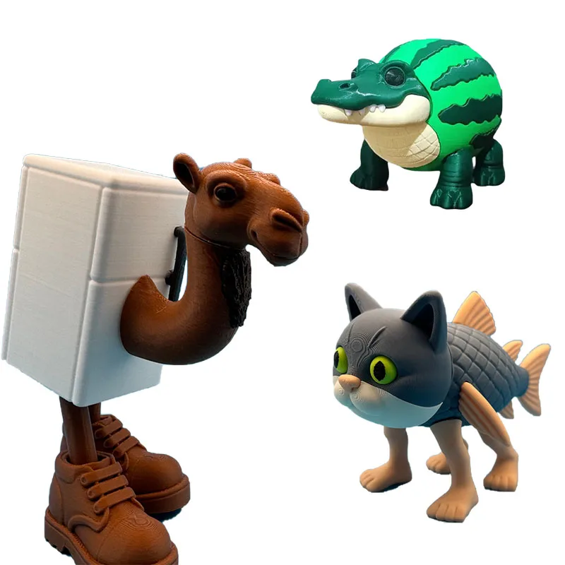 ثلاثية الأبعاد الطباعة Brainrot الثلاجة الجمل الشكل اللعب البطيخ التمساح الأسماك القط نموذج ديكور سطح المكتب دمية حلية الهدايا #3