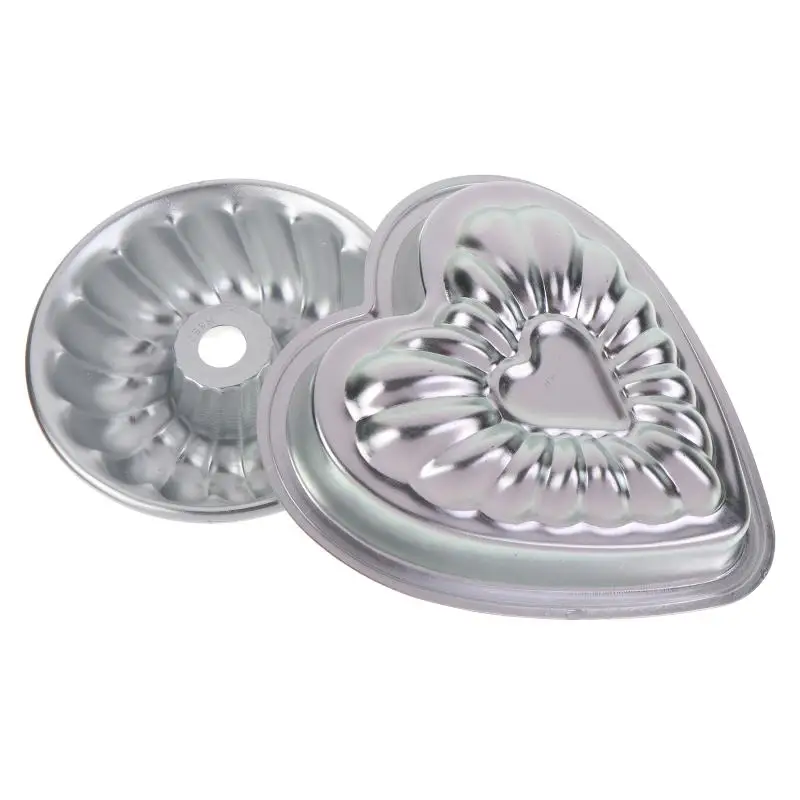 Aluminum Alloy Cake Baking Mold Non-Stick Easy Demold 1Pc Heart Fluted Shape for Home Kitchen DIY Baking Dessert Making