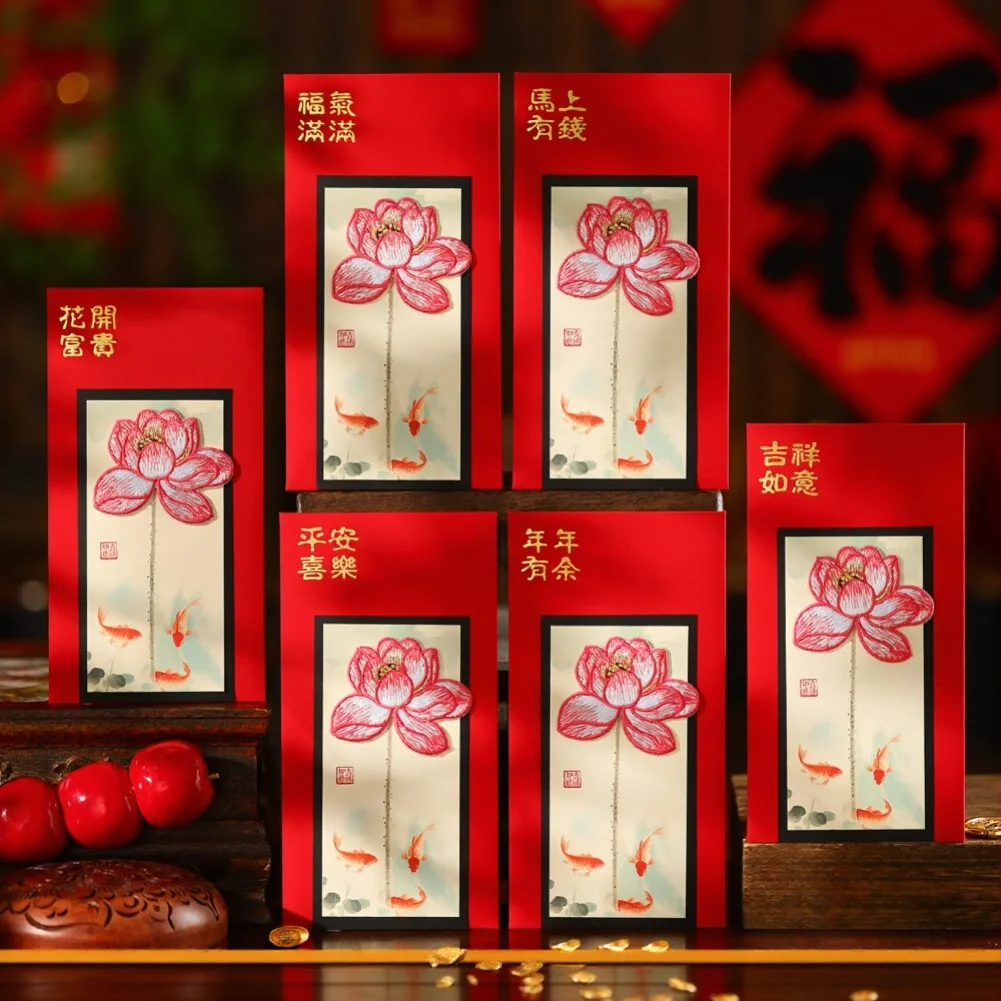 

CNY Packets Luxury Red Envelopes Weddings Birthdays Large Capacity Design Auspicious Motifs Refined Tactile Feel