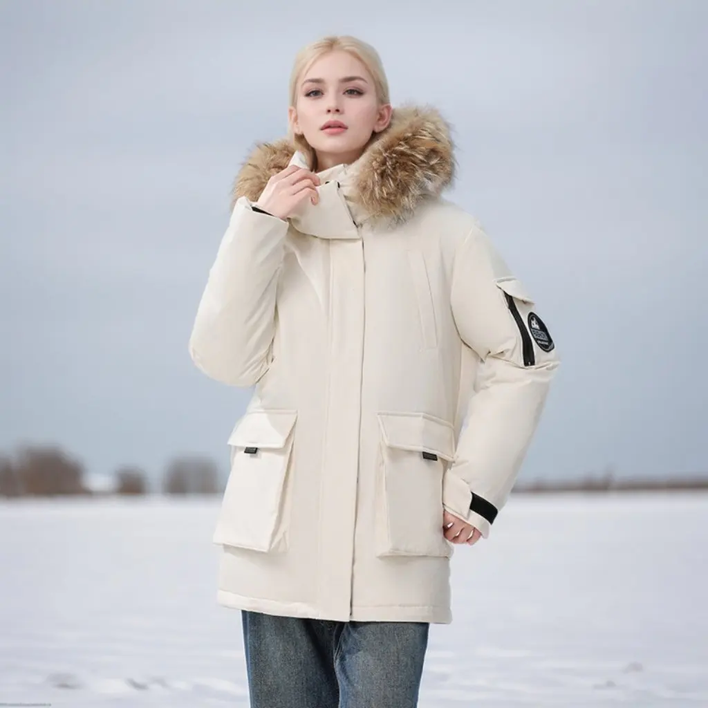 

Winter Women's Hooded Jacket Waterproof Windproof Thickened Cotton-Padded Coat Outdoor Cold-Proof Loose Fit Cotton Clothing