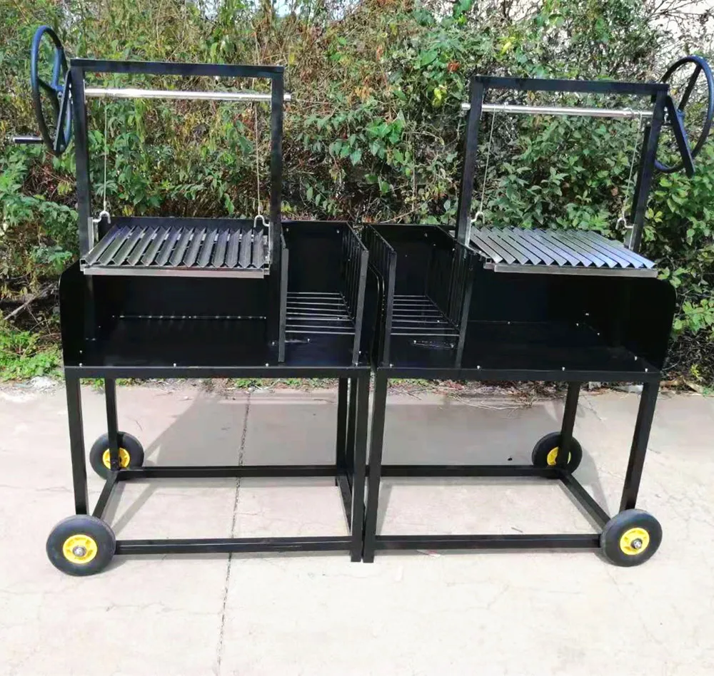 Commercial Split Double Argentine Parrilla BBQ Grill with Two Hand Wheels