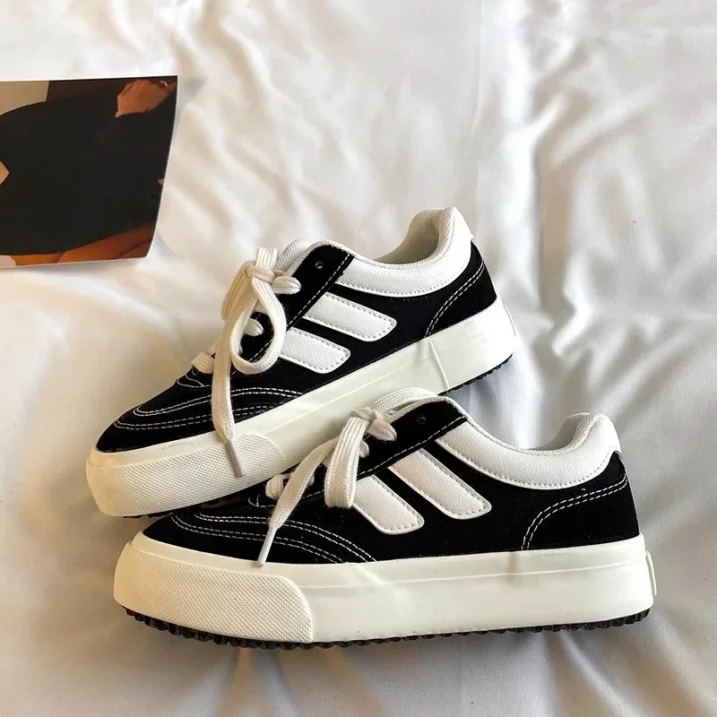 Zapatos De lona para Mujer, novedad De Otoño De 2023, zapatos De plataforma informales a la moda, zapatos De suela plana con cordones para caminar y correr, Zapatillas De Mujer