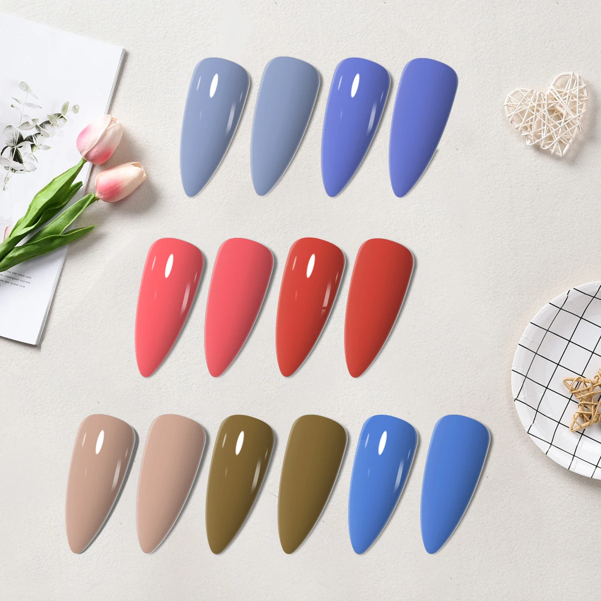 مجموعة طلاء أظافر جل مكونة من 7 قطع، مجموعة طلاء أظافر جل لجميع المواسم مع معطف علوي لامع غير لامع ومعطف أساسي للتقليم المنزلي #5