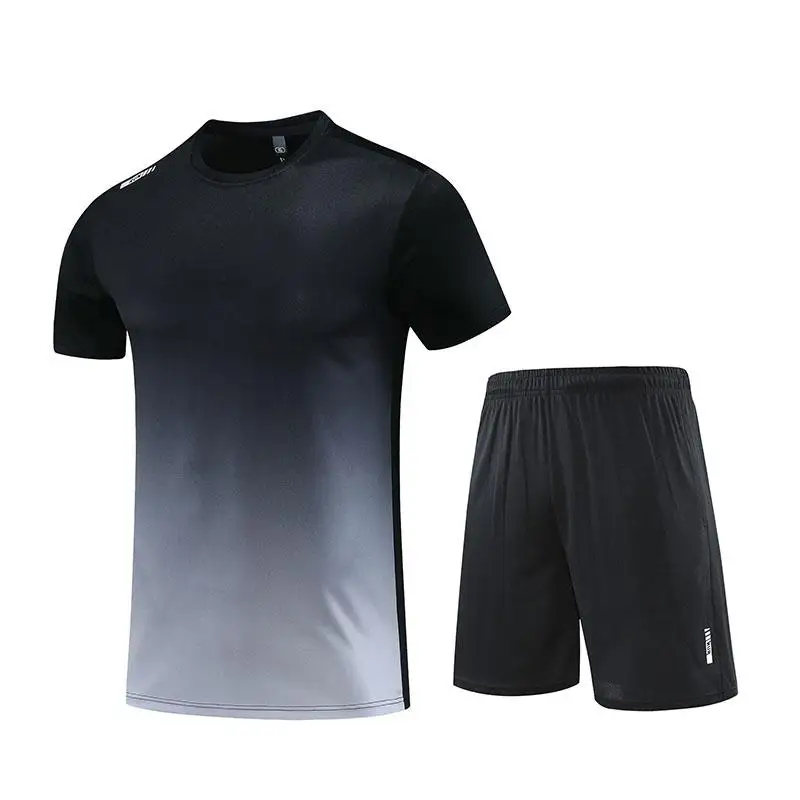 24/25 Wholesale Sport High Quality Custom Logo Short Sleeve Top And Sport Shorts Thin Breathable Sportswear Men's T-shirt Set