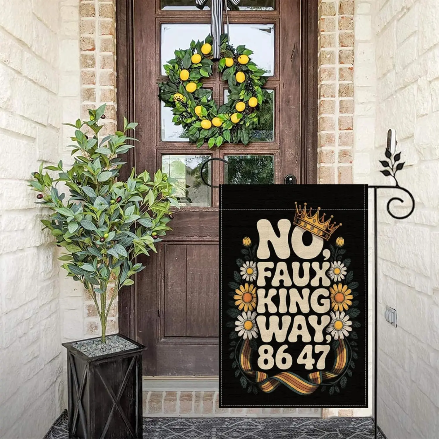 أعلام No Faux King Way 86 47 ياردة للديكور، أعلام حديقة مقاس 12 × 18 بوصة، نسيج مزدوج الجوانب لغرفة النوم والمكتب والأماكن الداخلية والخارجية KZA