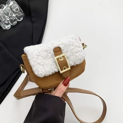 Modna damska torba typu Sling Mini zamszowa torba Crossbody luksusowa portmonetka szminka wełna jagnięca torba na ramię marki Bolsos Mini torebka podsiodłowa