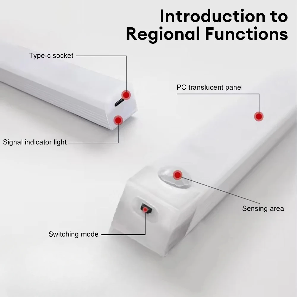 Lámpara LED con detección de movimiento, luz nocturna inalámbrica, recargable por USB, luces de pared, iluminación