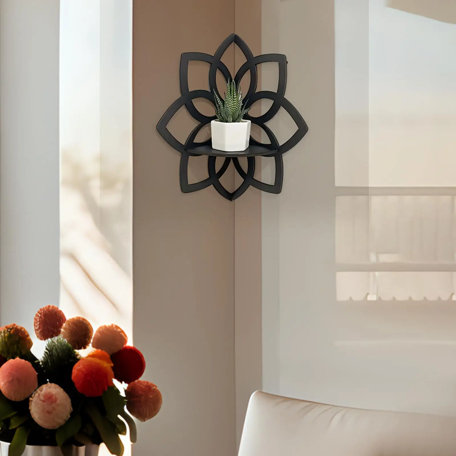 

Flower Shape Corner Shelf, Flower Shape Storage Rack ,Wall Mounted Wood Floating Shelves for Home ,Dorm ,Bedrooms, Kitchen