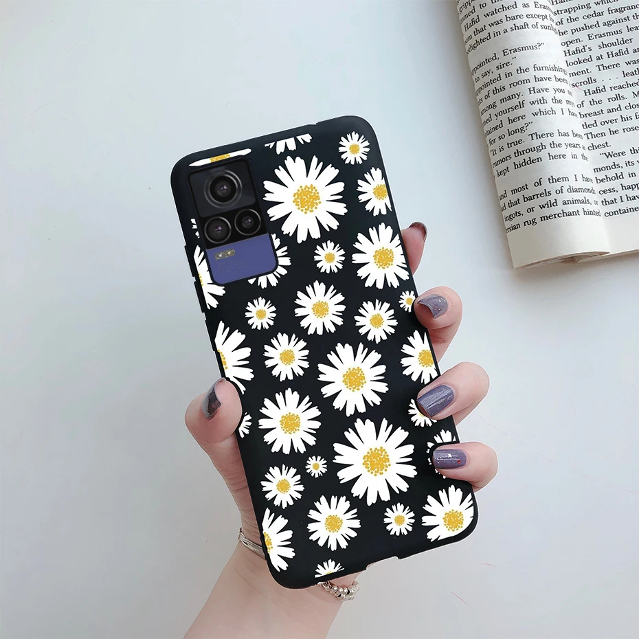 For Vivo V21e Case 2021 Fancy Flower Love Heart Soft TPU Phone Cases For Vivo V21 V 21 V 21e V2061 V2066 V2050 Back Cover Fundas