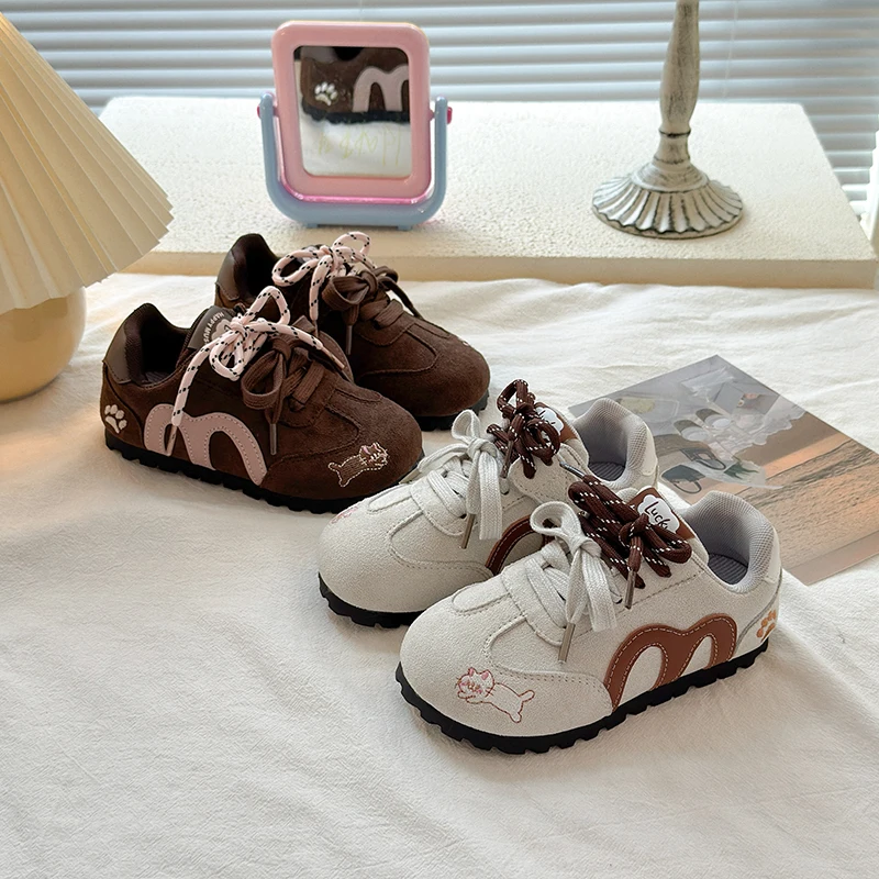 Children's Color Matching Edge Decoration Leisure Sports Shoes 2026 Spring and Autumn Fashion Girls Cute Non-slip Sports Shoes.