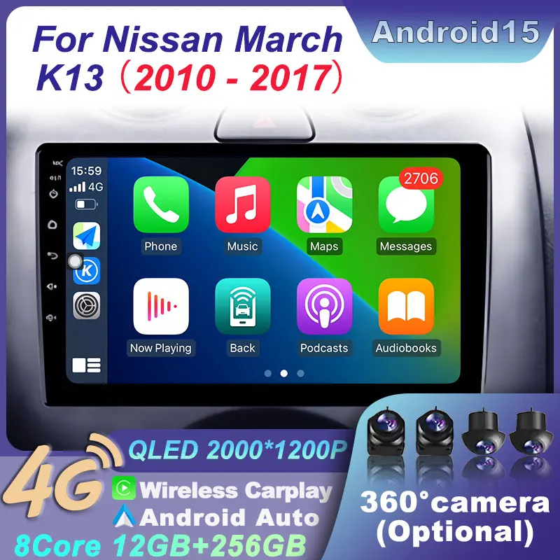 

Car Radio for Nissan March K13 2010 - 2017 Multimedia Auto Video Audio Stereo GPS Navigation Wireless Player Android CarPlay DSP