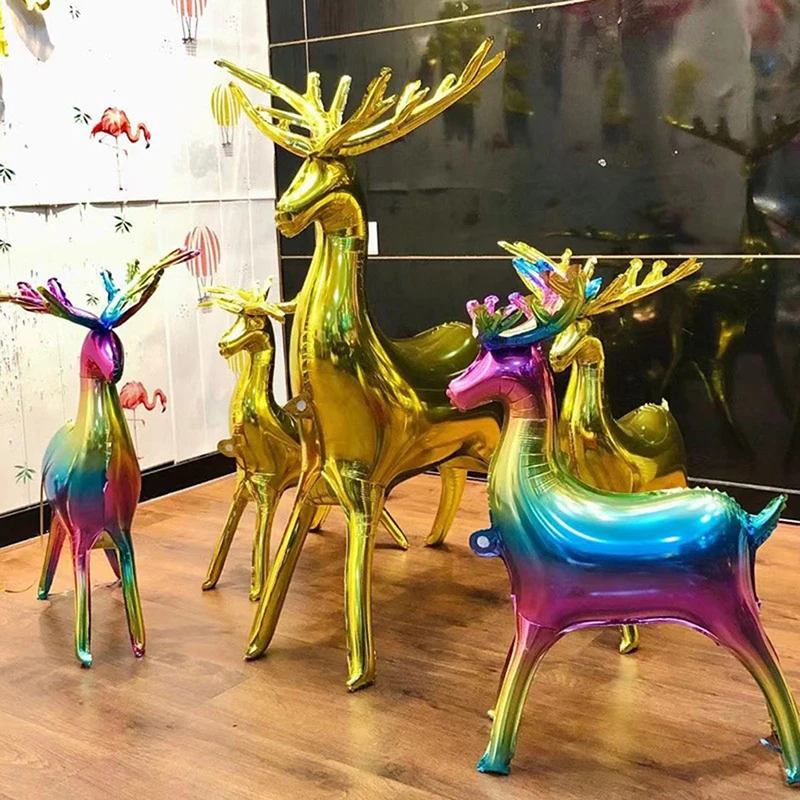 Standing Deer Balloons Reindeer Foil Balloons Christmas Party Decor 2023 New Year Globos Kids Favors Inflatable Toys