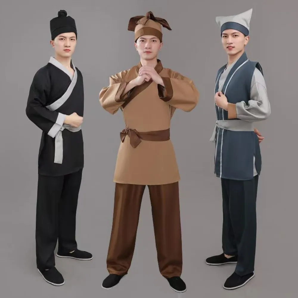 Disfraz Halloween Ancient Chinese Waiter Farmer Work Cosplay Clothes Adult Halloween Beggar Costume for Men