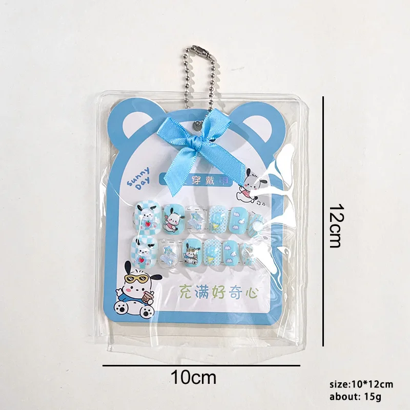 Pegatina de uñas Kawaii Sanrio Cinnamoroll Kuromi para niños, accesorios de dibujos animados, pegatinas de uñas autoadhesivas para niños, juguetes