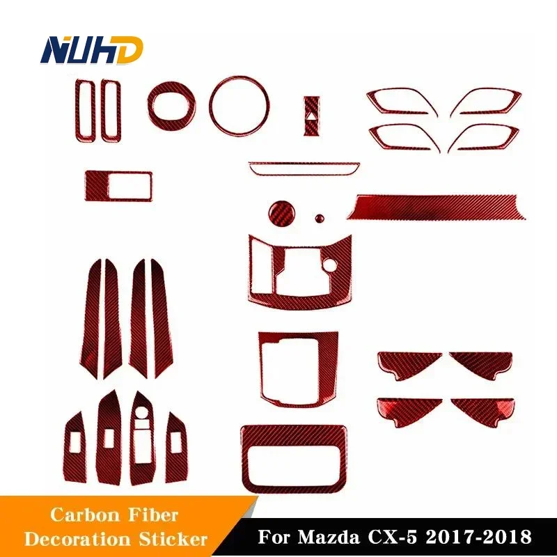 

For Mazda CX-5 2017 2018 Red Carbon Fiber Car Interior Protector Patch All-car Decorative Stickers Trim Cover Accessories