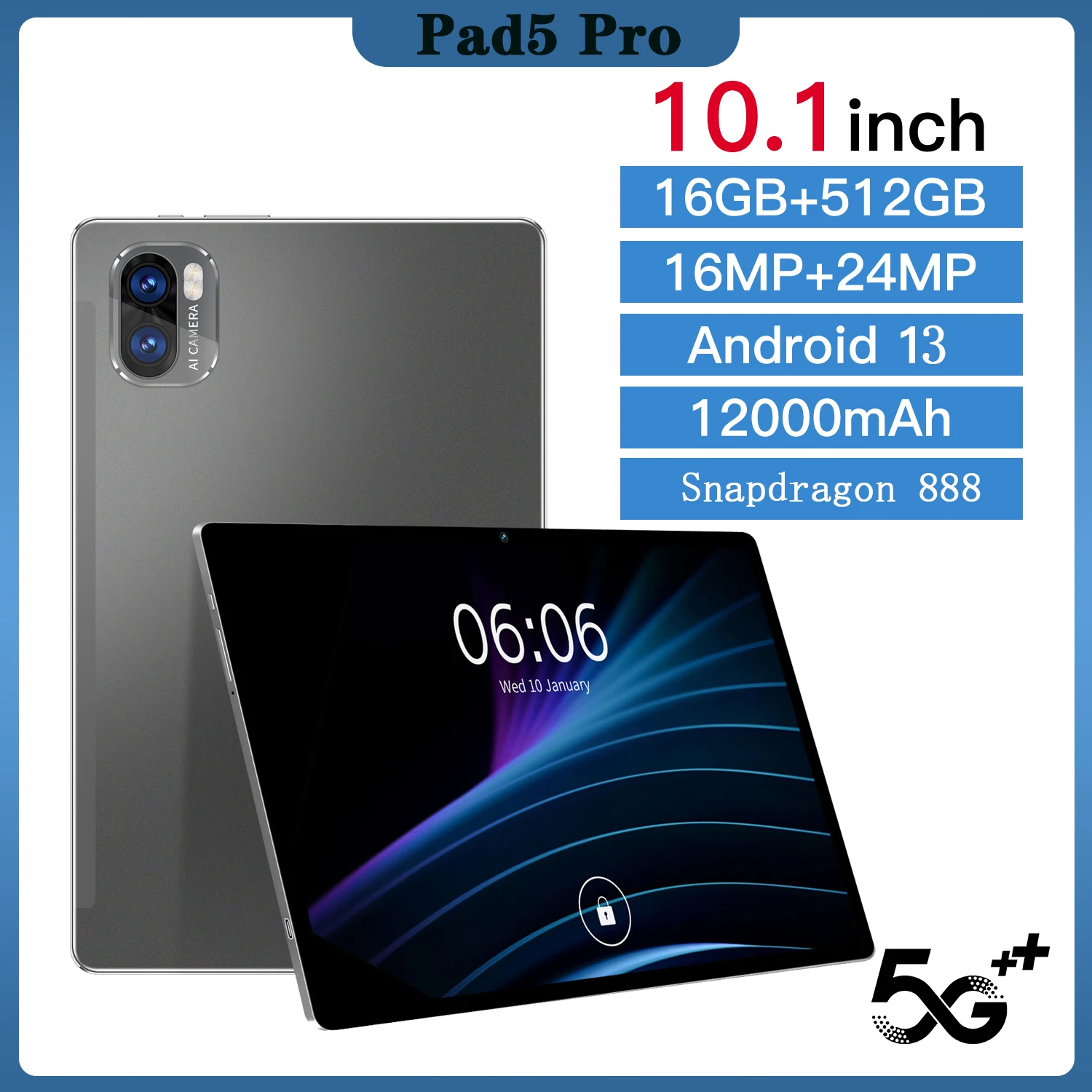 

Tablet Global Version Pad 5 Pro Tablets 5G Dual SIM Android 13 Tab 16GB+1TB Face Recognition Tablet PC 2025 For Children's Kids