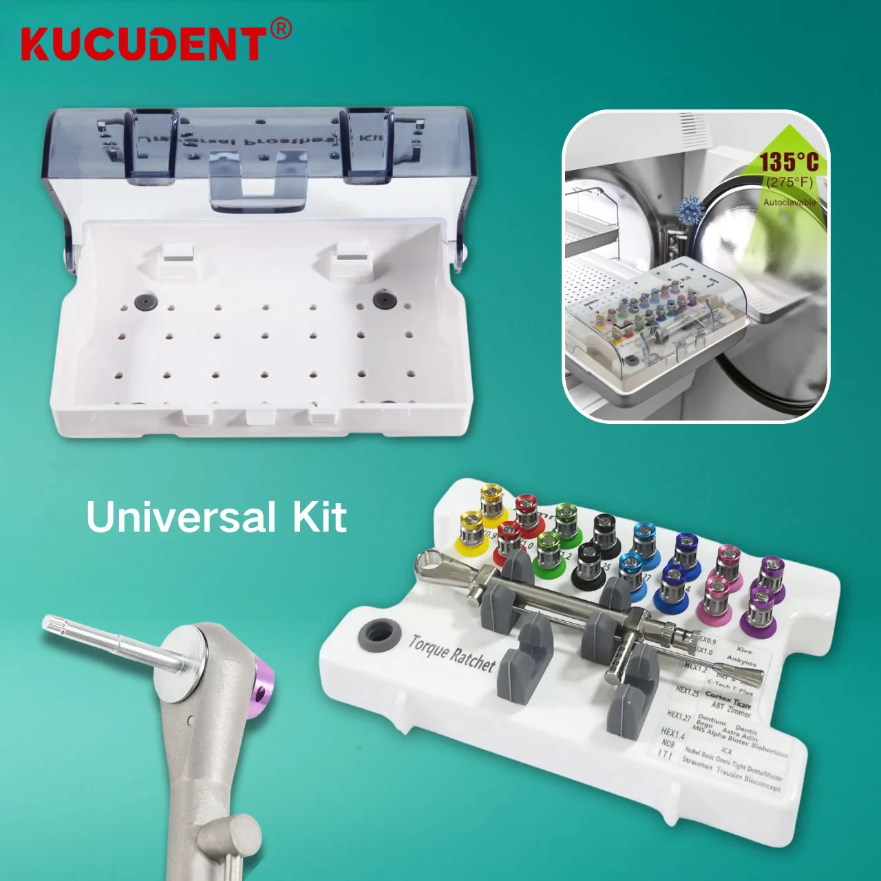 Dental Implant Restoration Tool Universal Prosthetic Kit Torque Wrench Screwdriver Ratchet Implant Screw Driver Repair Tools Set view 2