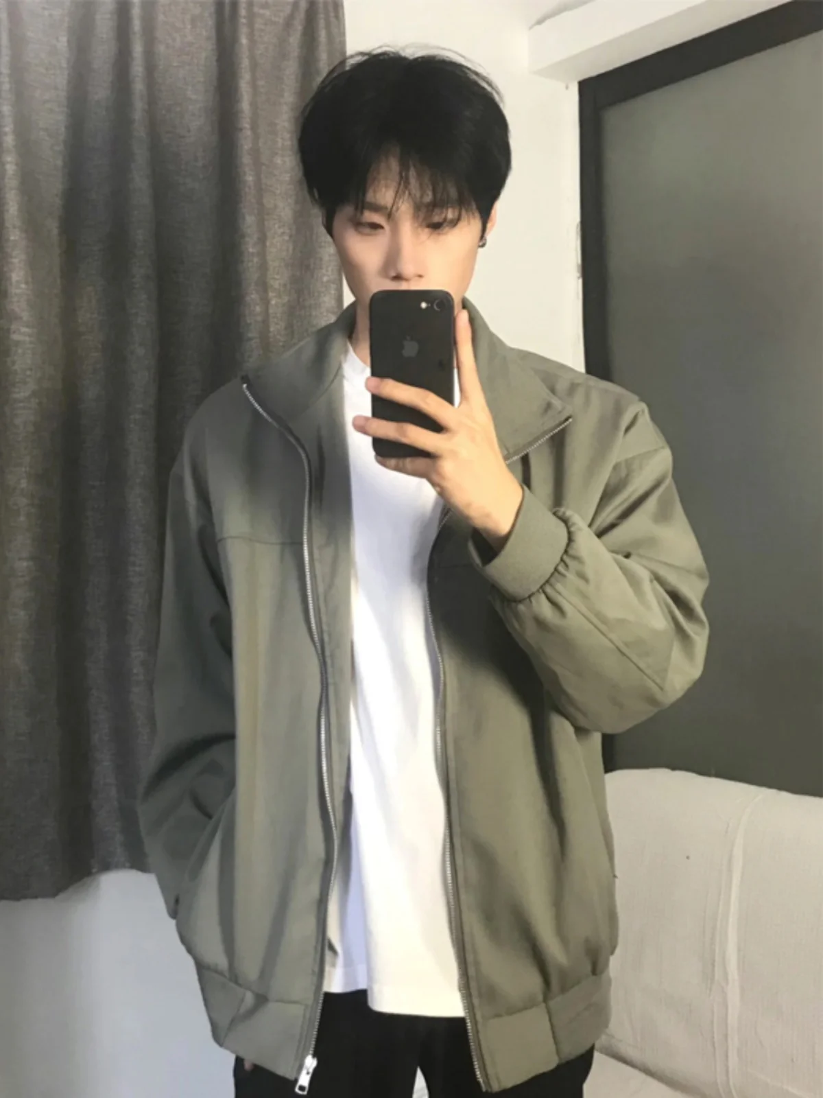 

Мужская демисезонная куртка-бомбер в стиле милитари с воротником-стойкой на молнии, модная повседневная верхняя одежда