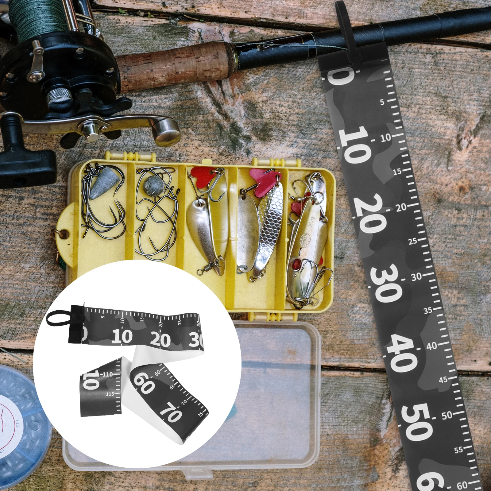 

Fish Measuring Ruler Durable Fishing Tape Measure Measurement Tool Compact European Style