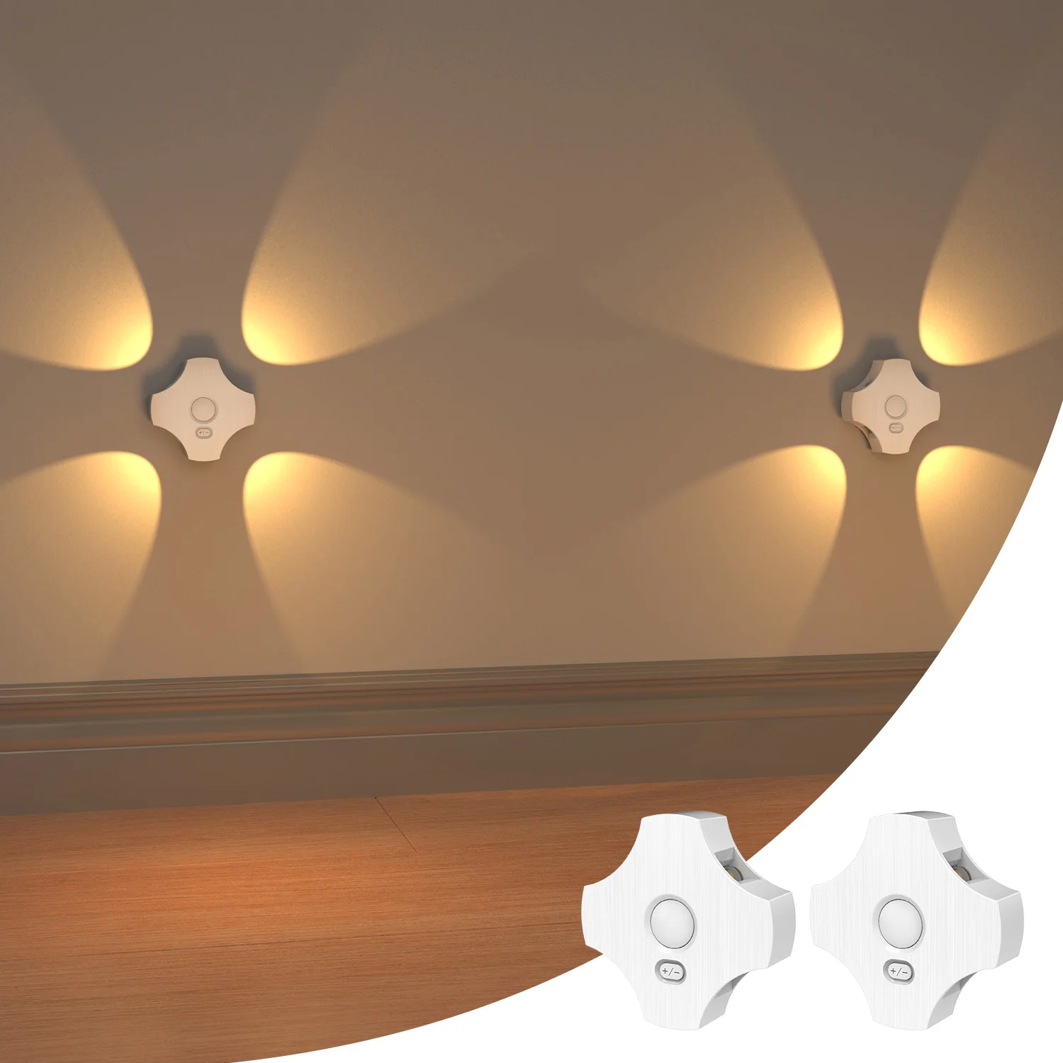 

F5 LED Motion Sensor Light Wall Light Dual Head Night Light USB Rechargeable Step Lights for Entrance Bedside Desk Closet Stairs