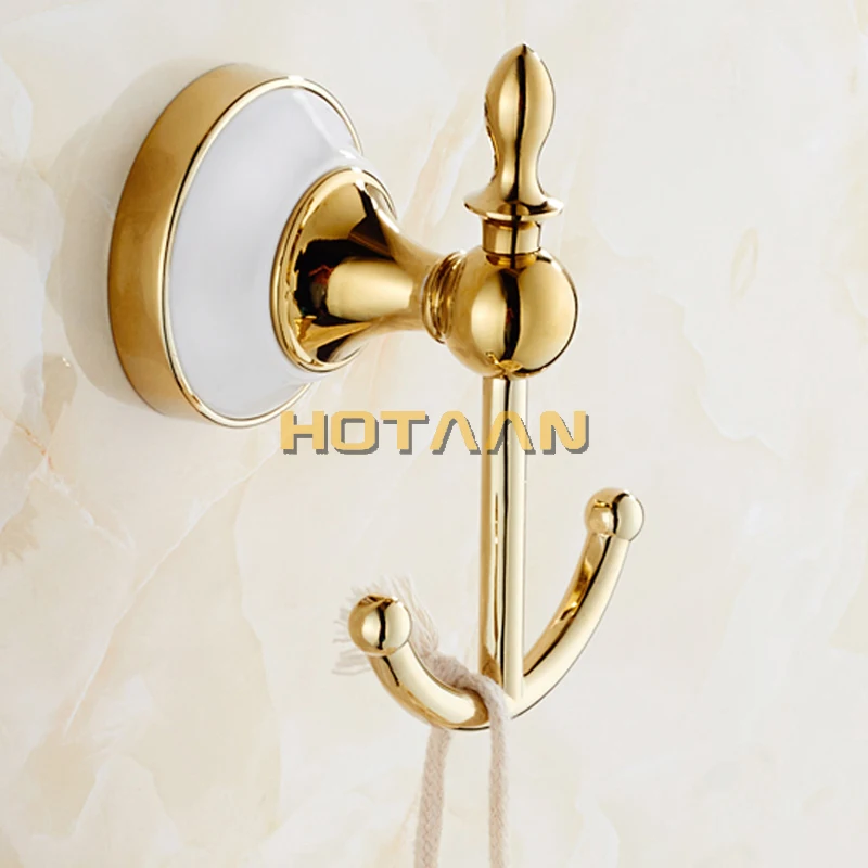 ., Set di accessori per il bagno in acciaio inossidabile, gancio per accappatoio, porta carta, portasciugamani, Set da bagno in oro, HT-817800G-T