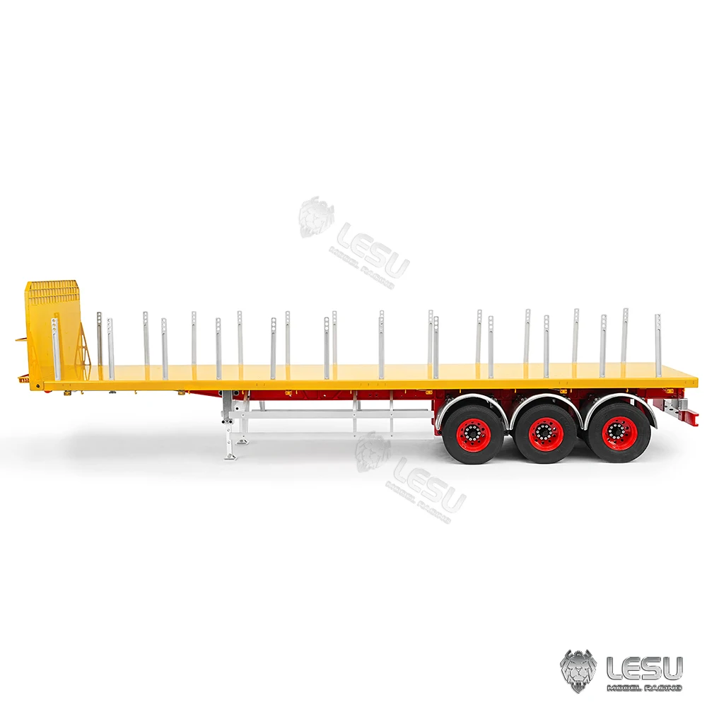 LESU 1/14 Metal Semi Trailer 40FT Assembled Painted Lamps for RC Tractor Truck Electric Cars Boys Toys Model for Gift Yellow TH2