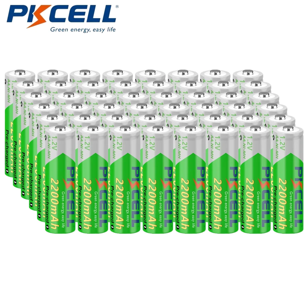 48PC PKCELL AA 2200MAH Rechargeable Battery NiMH Rechargeable 1.2V Double AA Precharge Batteries For Remote Control,Clocks