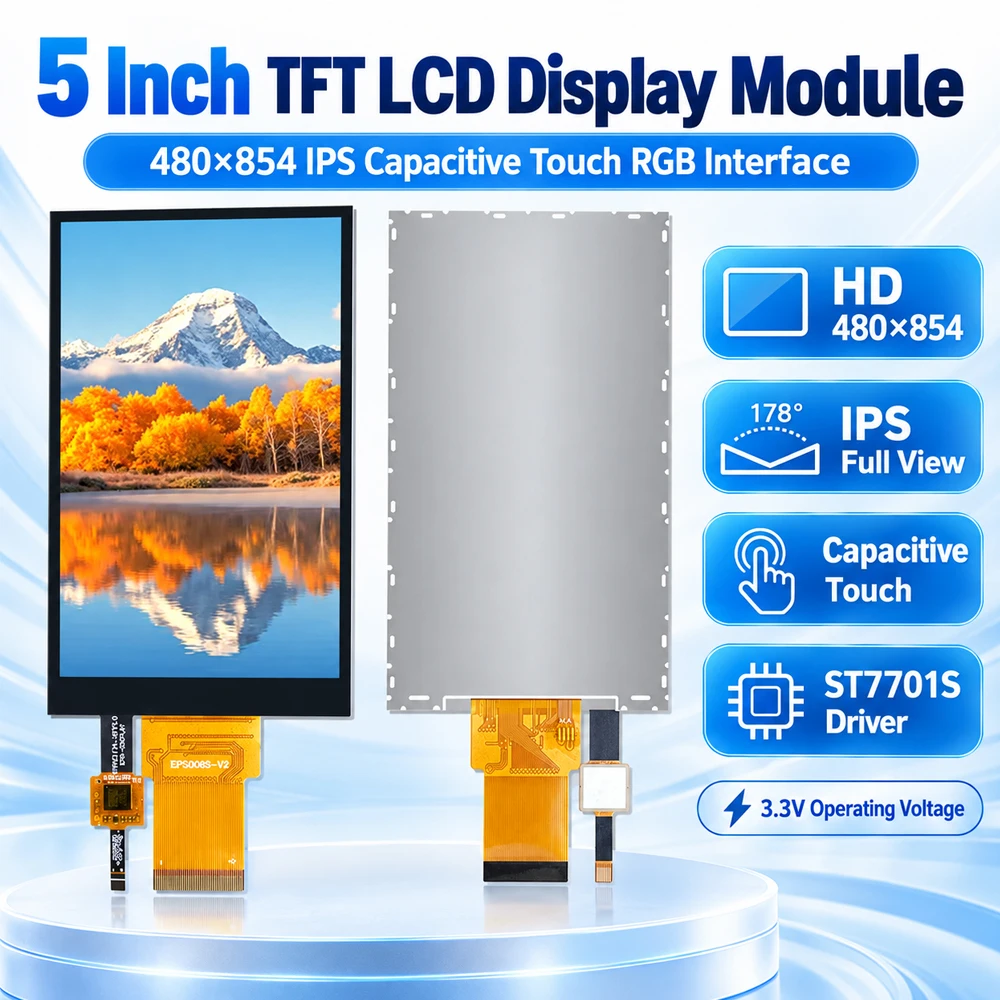 5 Inch TFT LCD Display Module 480 * 854 HD Full View IPS with Capacitive Touch ST7701S Driver Chip RGB Interface 3.3V