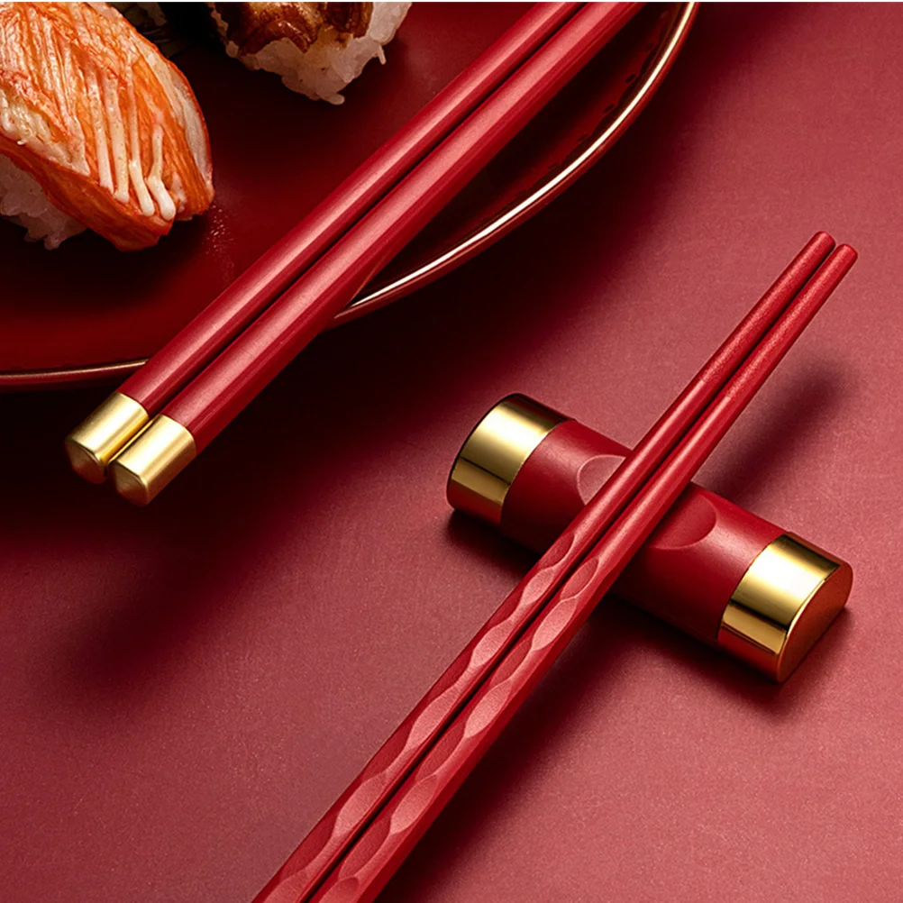 

5Pairs Red Festive Chopsticks Home Japanese Style Reusable Eco Friendly Non Slip Chop Sticks for Household