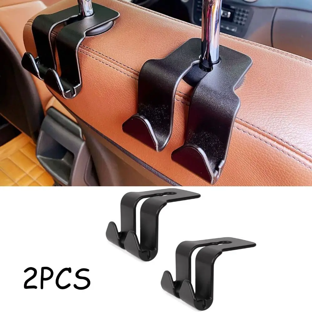 2 Pcs Double Head Car Rear Seat Hook Universal Car Interior Hanging Organizer Multi-function Auto Accessories Handbag Bracket