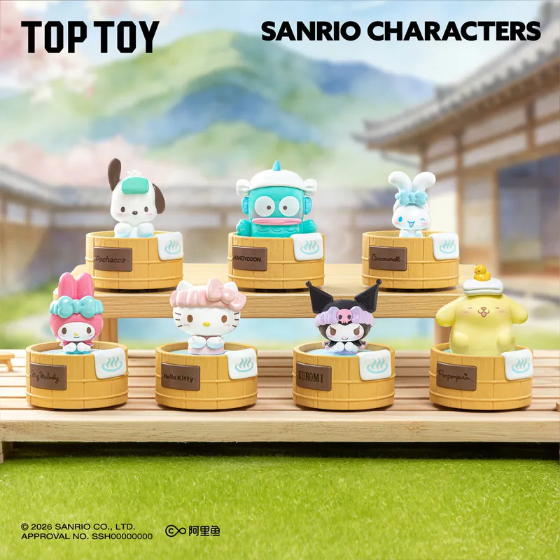 

Genuine New Cartoon Sanrio Rotating Hot Springs Series Blind Box Cute Pochacco Figure Doll Desktop Model Ornament Collection Gif