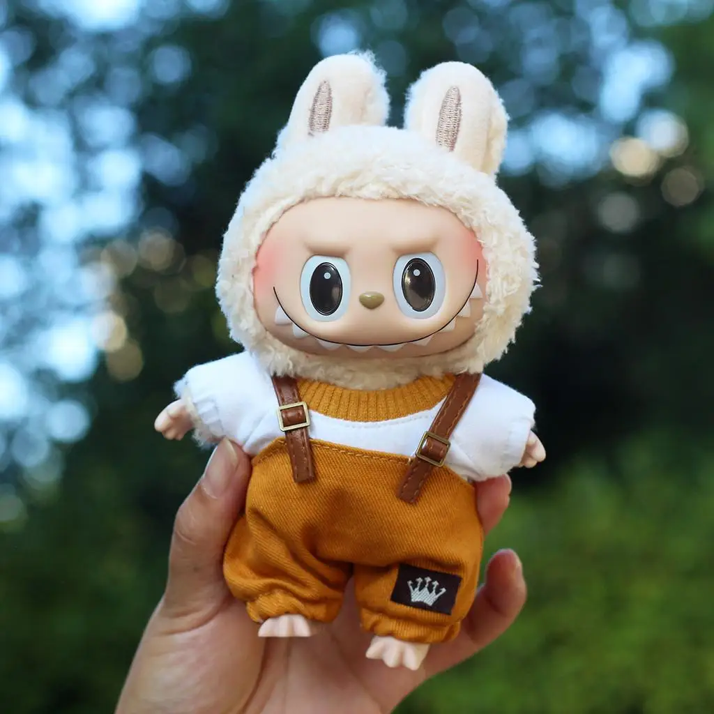 17 centimetri Mini Peluche Vestiti della Bambola Vestito Accessori Per La Corea Kpop Eso Labubu Idol tuta pantaloni set Macaron bambola Abbigliamento Regalo