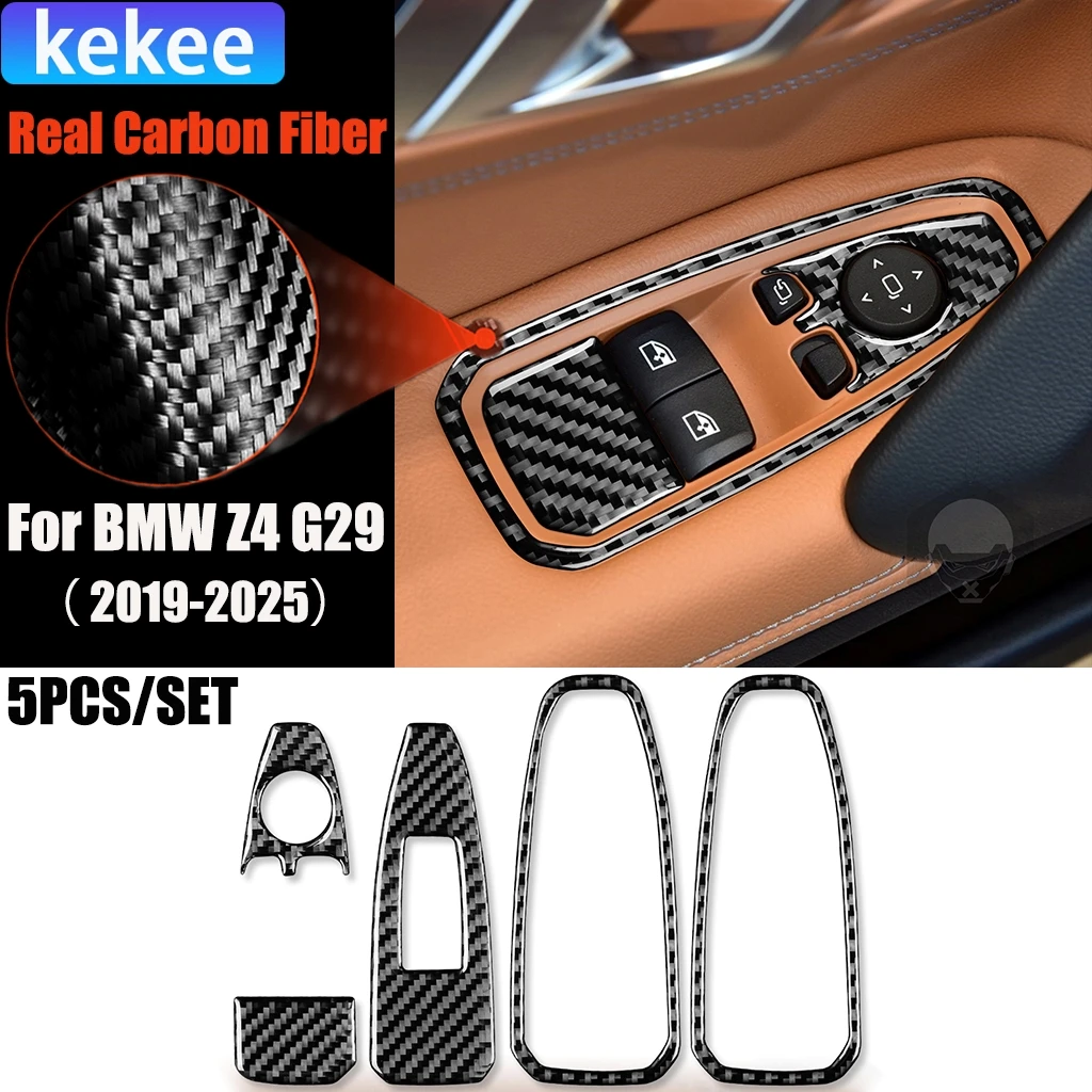 

Carbon Fiber Car Accessories Window Lifting Panel Decorative Modified Interior Trim Cover Soft Sticker For BMW Z4 G29 2019-2025