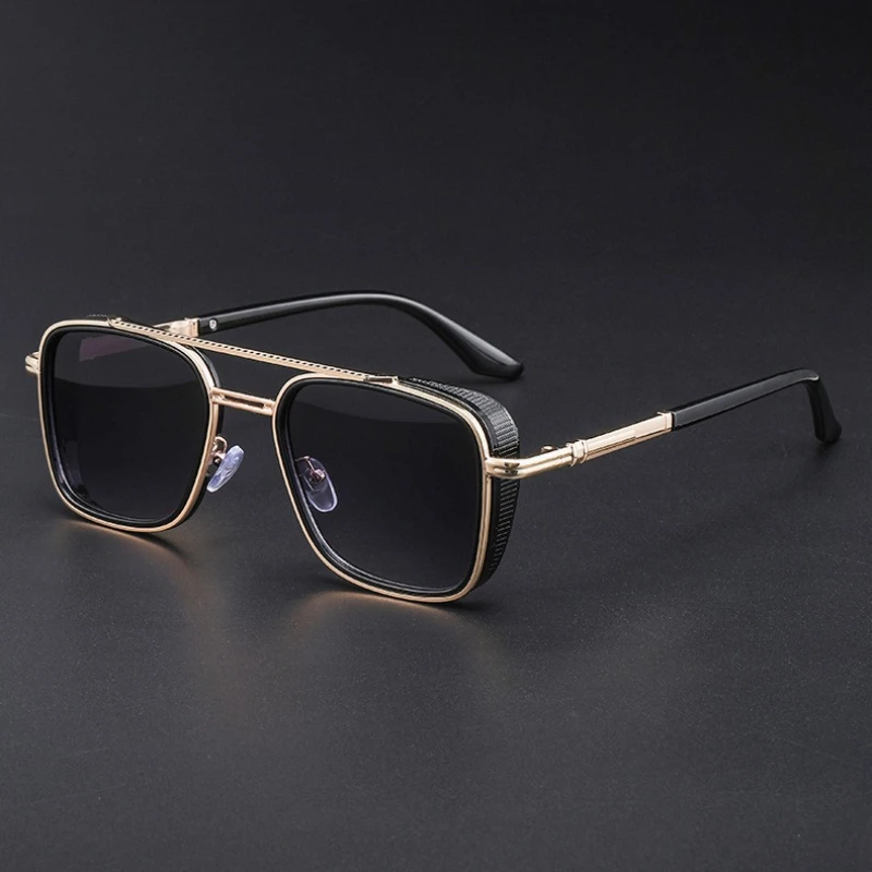 

Retro Double Bridge Sunglasses Women's Men's Retro Sunshade UV Sun Glasses Luxury Brand Designer Punk Popular Metal Eyeglasses