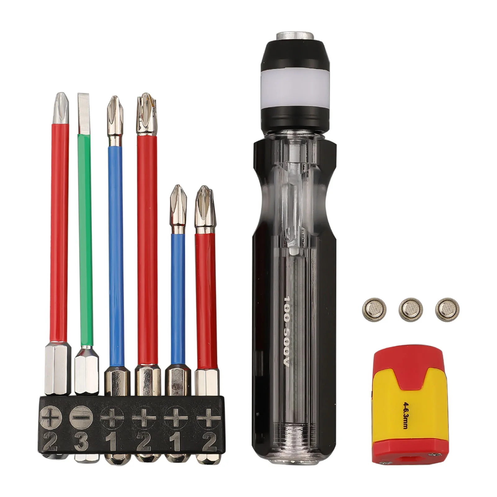 

Electrician Screwdriver Set With 6pcs Drill Bits Sturdy Handle Steel Screwdriver Bits Magnetizer PH2 SL3 FPH1 FPH2