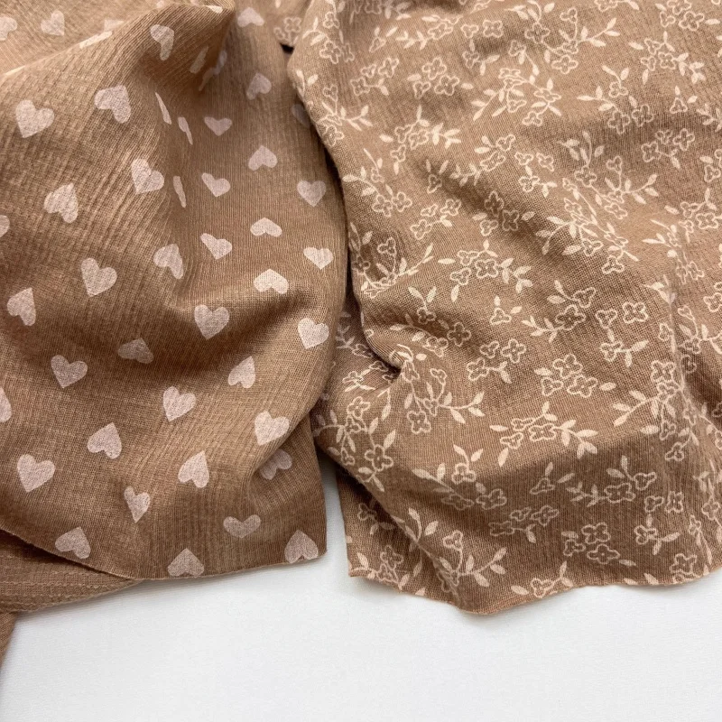 

Pure cotton high-end khaki wrinkled cotton spandex stretch knitted hand-made clothing DIY fabric