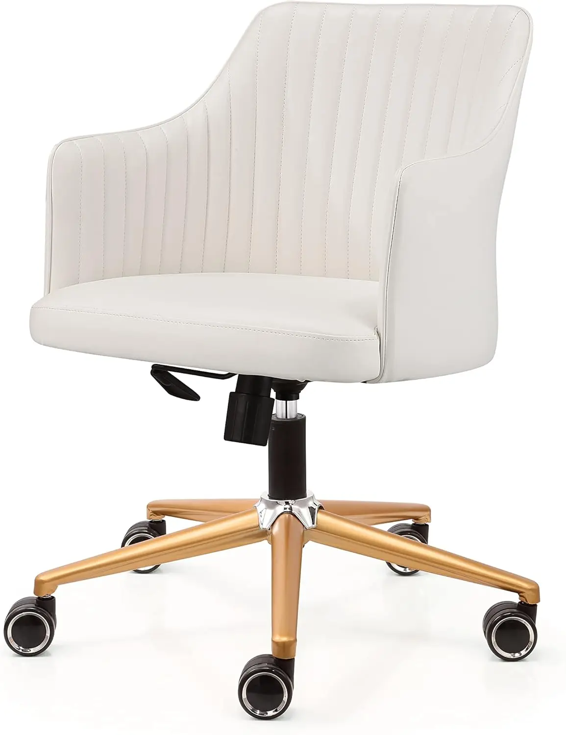 Klarel Nest Office Home Desk Chair, White and Gold