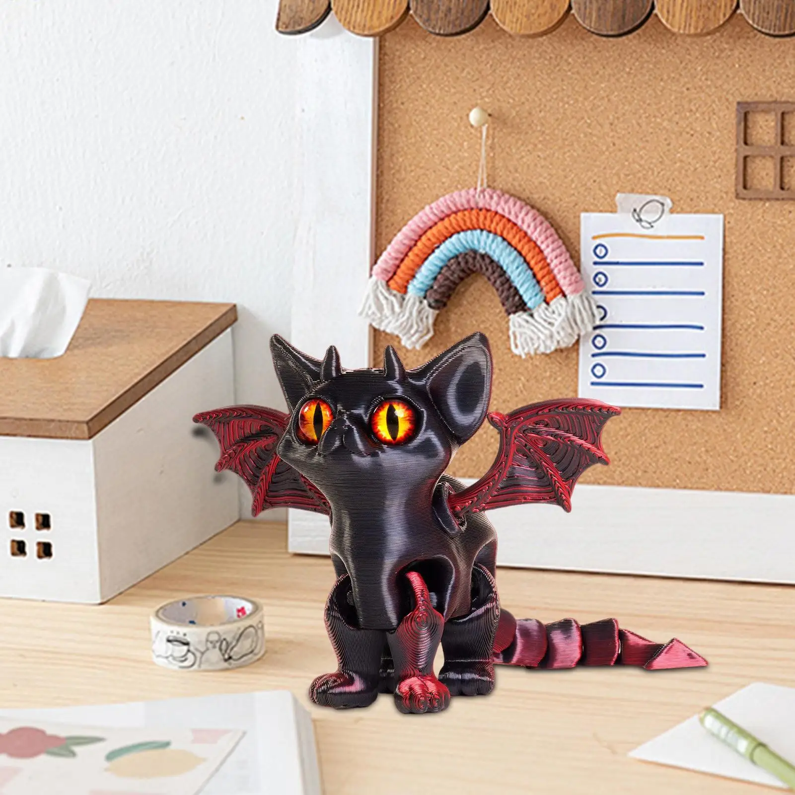 3D Printed Multi-jointed Figurine Movable Angel Demons Cat Animal Figure For Desk Decoration & Home Accessories