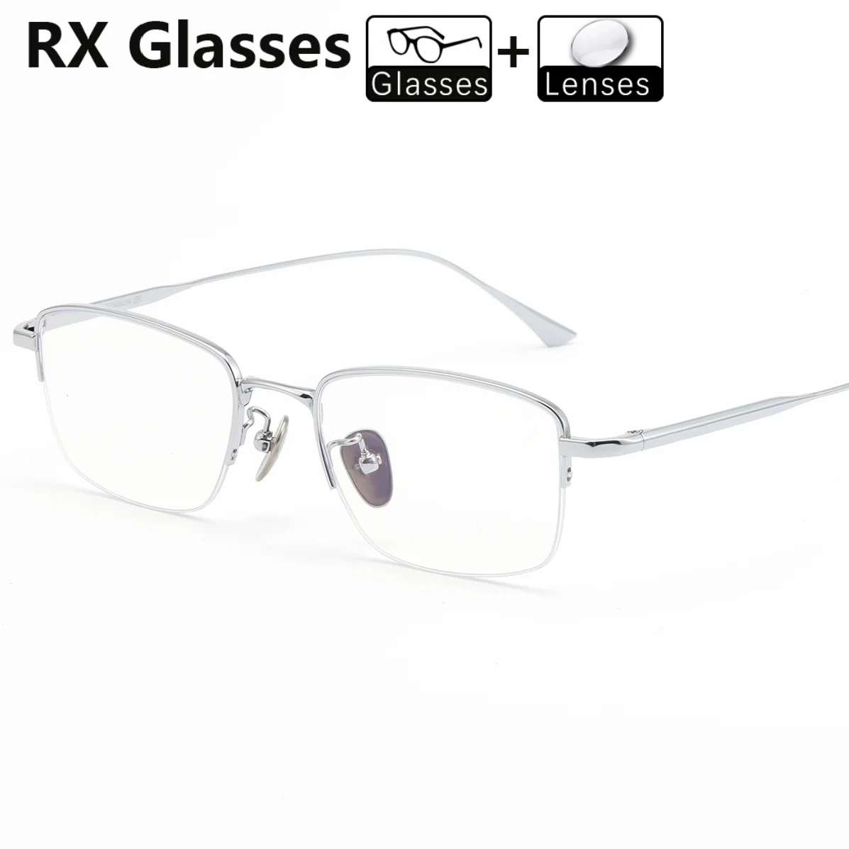 

RX Prescription Glasses Women Men Titanium Optical Frame Myopia Hyperopia Lenses Progressive Reading Anti-Reflection Half-Frame