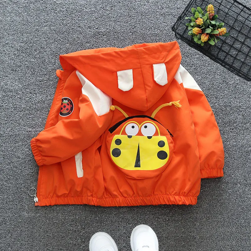 1-6 Years Old Spring Autumn Boys Coat Cartoon Bear Dog Bug Pattern Hooded Jacket For Kids Children Birthday Present Outerwear