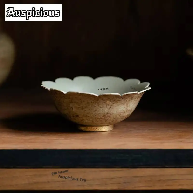 ZAEYORIA 70ml Chestnut Shell Sprinkle Gold Teacup Tea Bowl Tea Pair Tea-tasting Personal Cup Chazhan Master Cups Tea Ceremony
