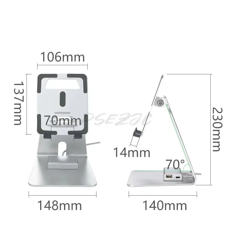 Desktop Tablet Stand Portable Can Rotate Freely 180 ° with PD Charging USB Interface Desktop Tablet Stand