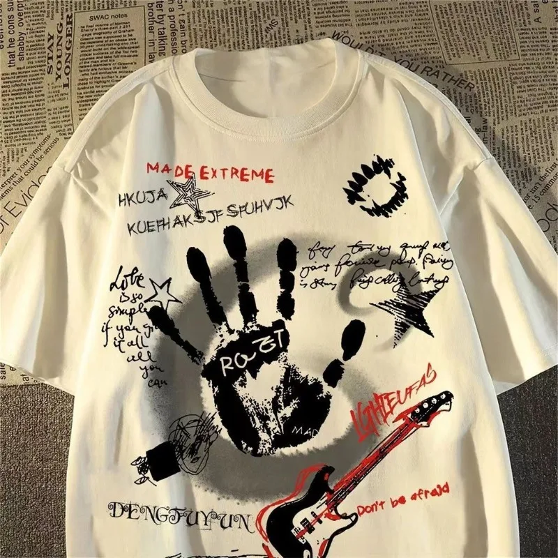 

3D Printed American Retro Round Neck Short Sleeved T-shirt for Men/women Korean Style Inst Summer New Quick Drying Top