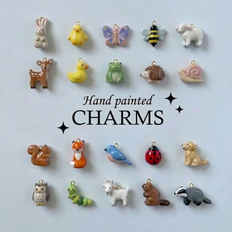 (BF06)Fun Cartoon Animal DIY Pendant Bracelet Necklace Cute Sweet Deer Lamb Squirrel Stainless Steel Pendants Jewelry Accessory