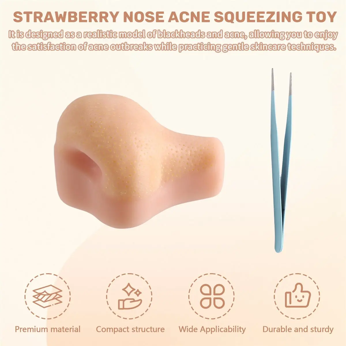 Nices Decompression Artifact Strawberry Nose Clip Acne Squeeze Simulation Toy, Blackhead Cleaning Model, Stress Relief Gadget
